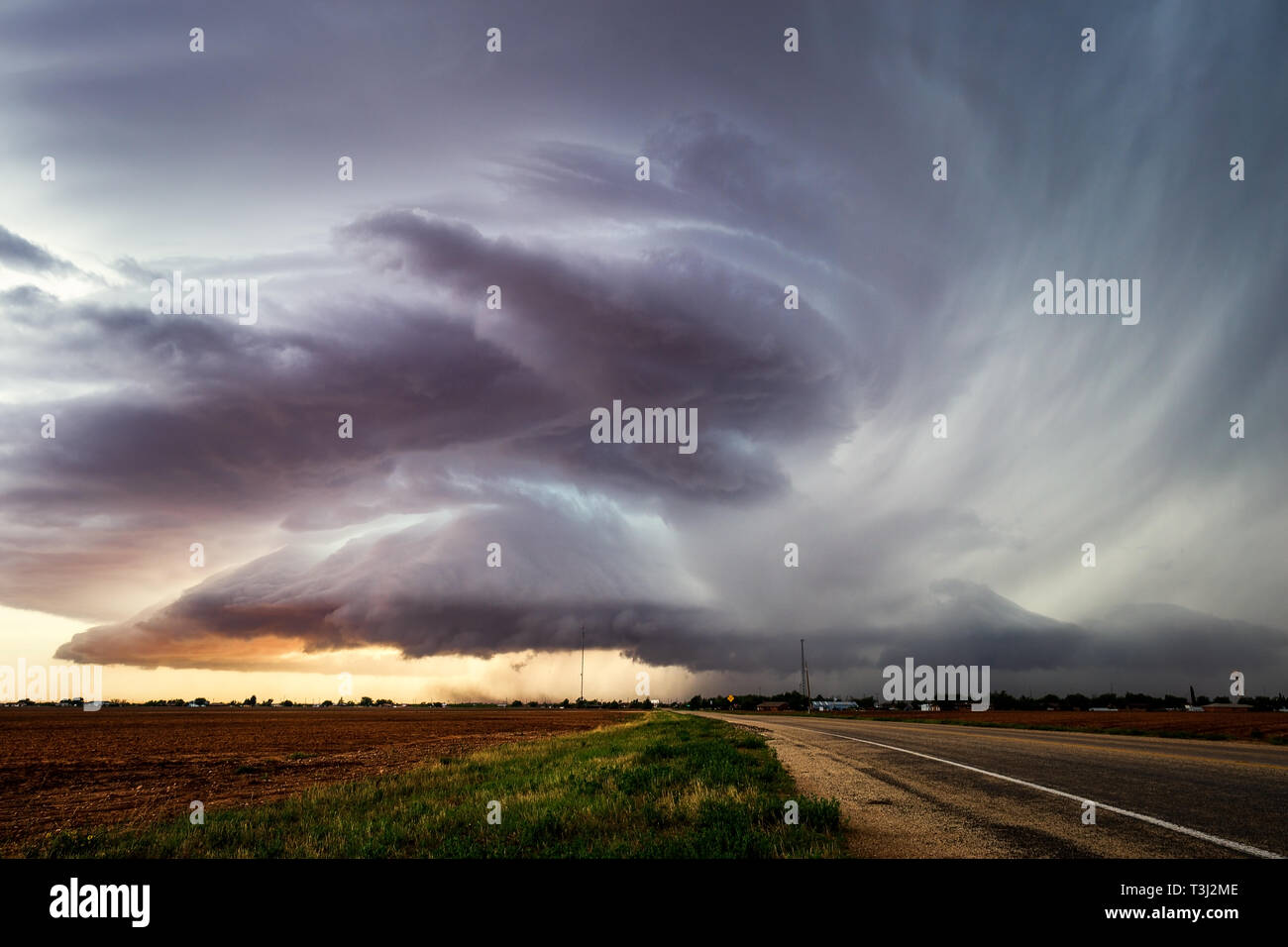 Tempesta di Supercelle vicino a Lamesa, Texas Foto Stock