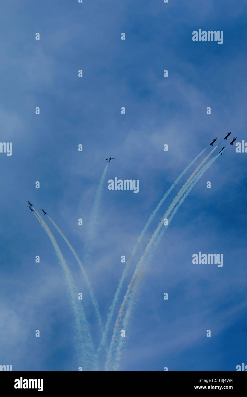 Frecce tricolori a Zadar 4. Aprile 2019. battenti con 30 nodi di vento del sud Foto Stock