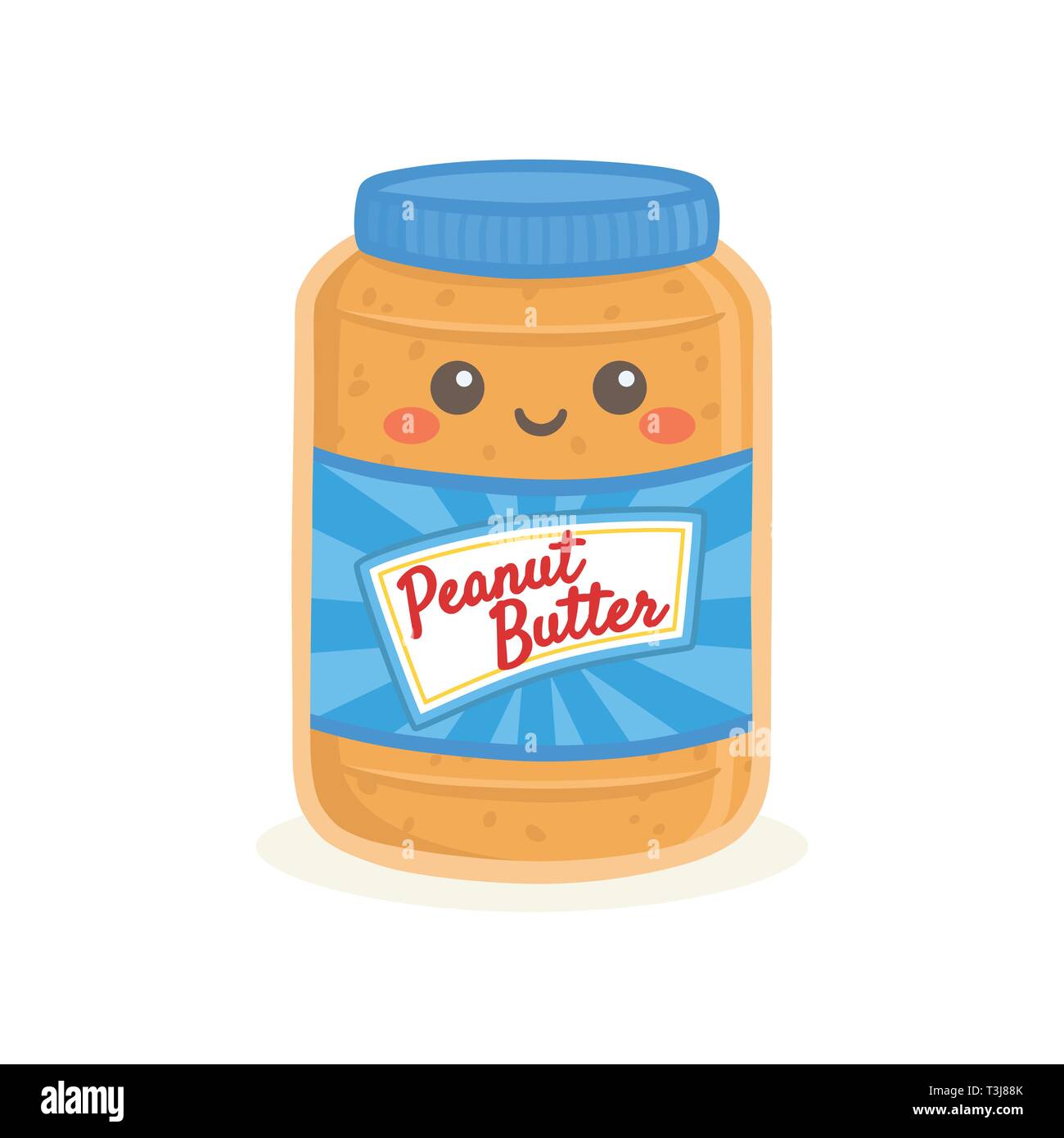 Carino Il burro di arachidi Vaso bottiglia illustrazione vettoriale Cartoon sorriso Illustrazione Vettoriale