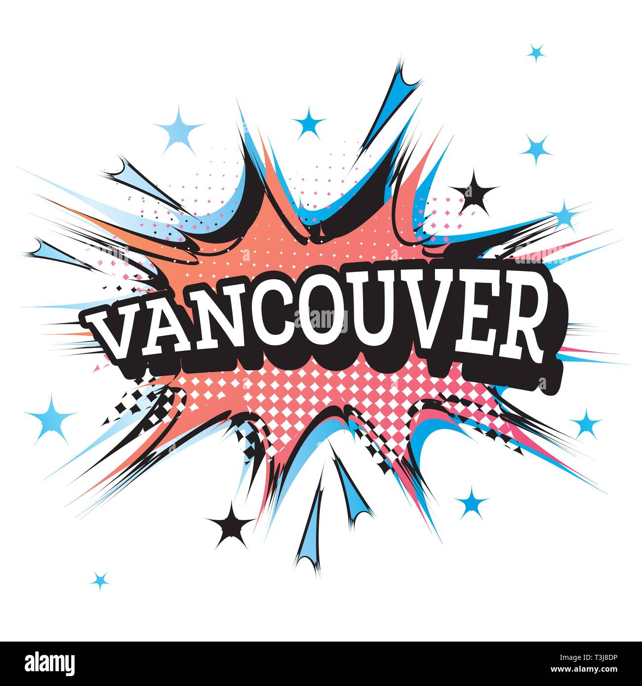 Vancouver testo fumetto in Pop Art Style. Illustrazione Vettoriale. Illustrazione Vettoriale