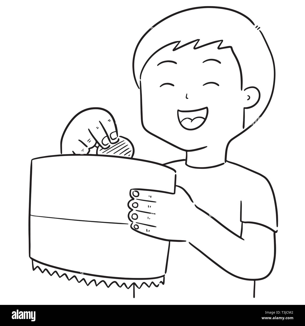 Vettore di uomo mangiare patatine Illustrazione Vettoriale