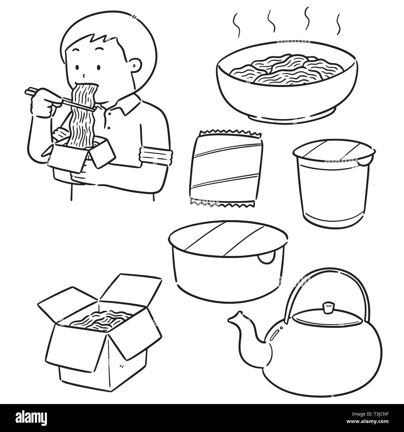 Set di vettore di noodle Illustrazione Vettoriale