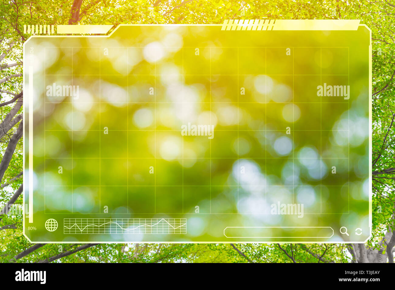 Albero verde natura con HUD lo spazio sul pannello per lo sfondo. Foto Stock