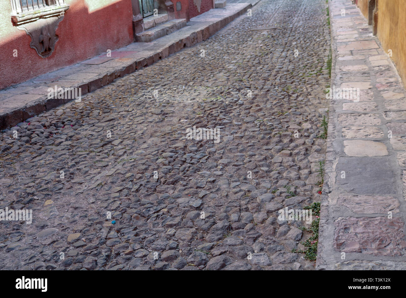 Strada di ciottoli di san miguel de allende Foto Stock