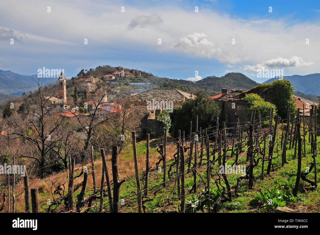 Vista del villaggio marmoreo, comune di Casanova Lerrone, provincia di Savona Liguria, Italia, Europa Foto Stock