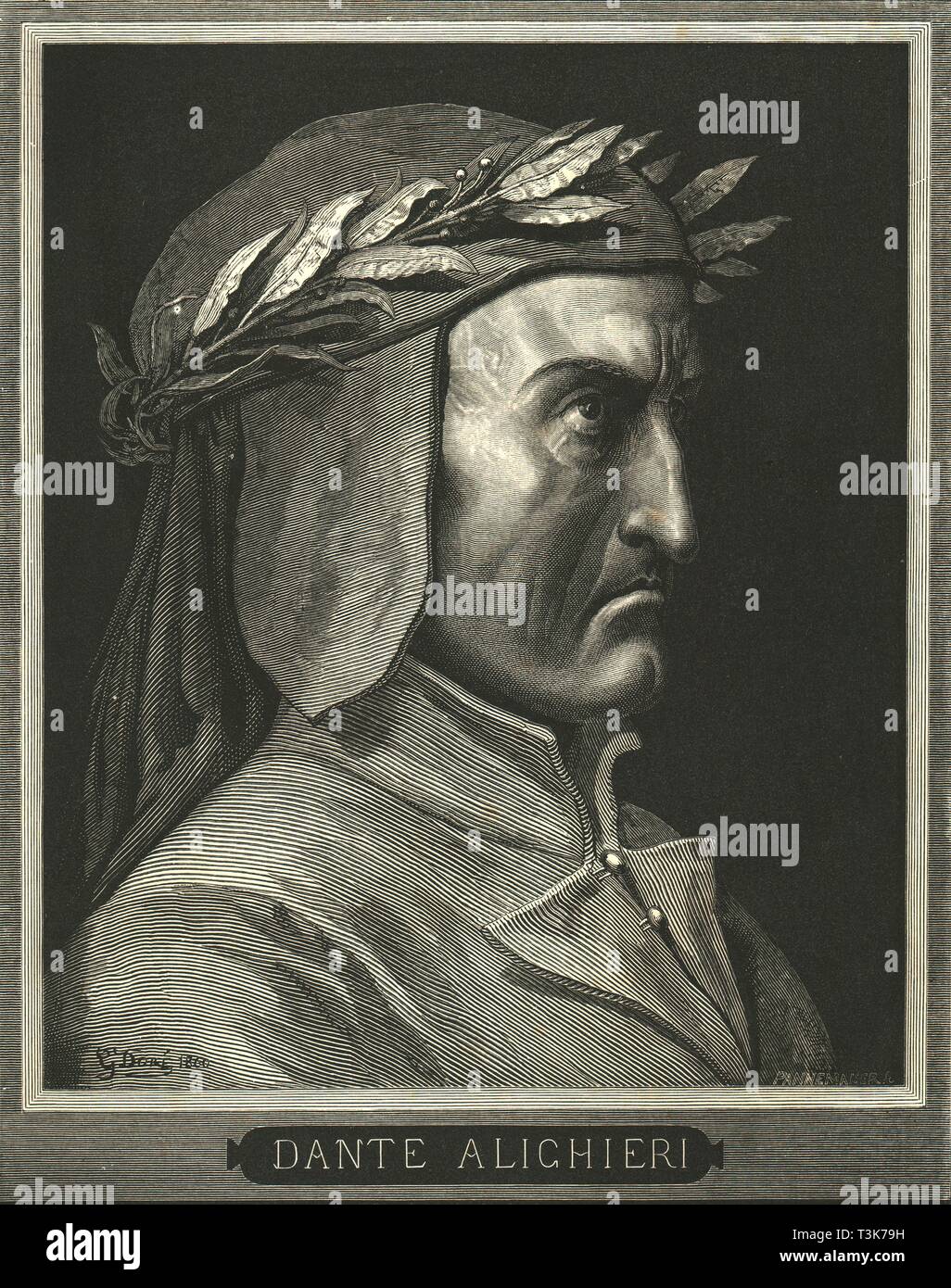 Ritratto di Dante Alighieri, (c1890). Creatore: Gustave Doré. Foto Stock