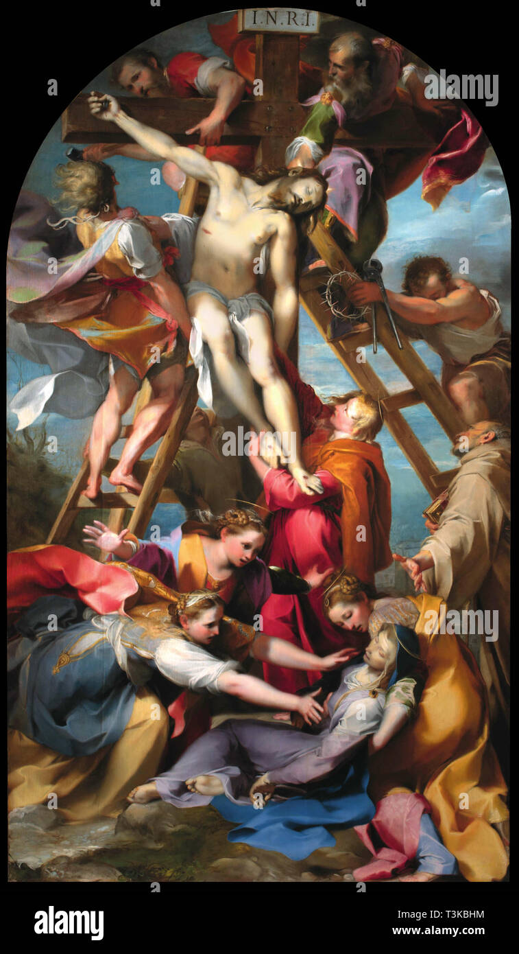 La discesa dalla Croce, 1569. Creatore: Barocci, Federigo (1528-1612). Foto Stock