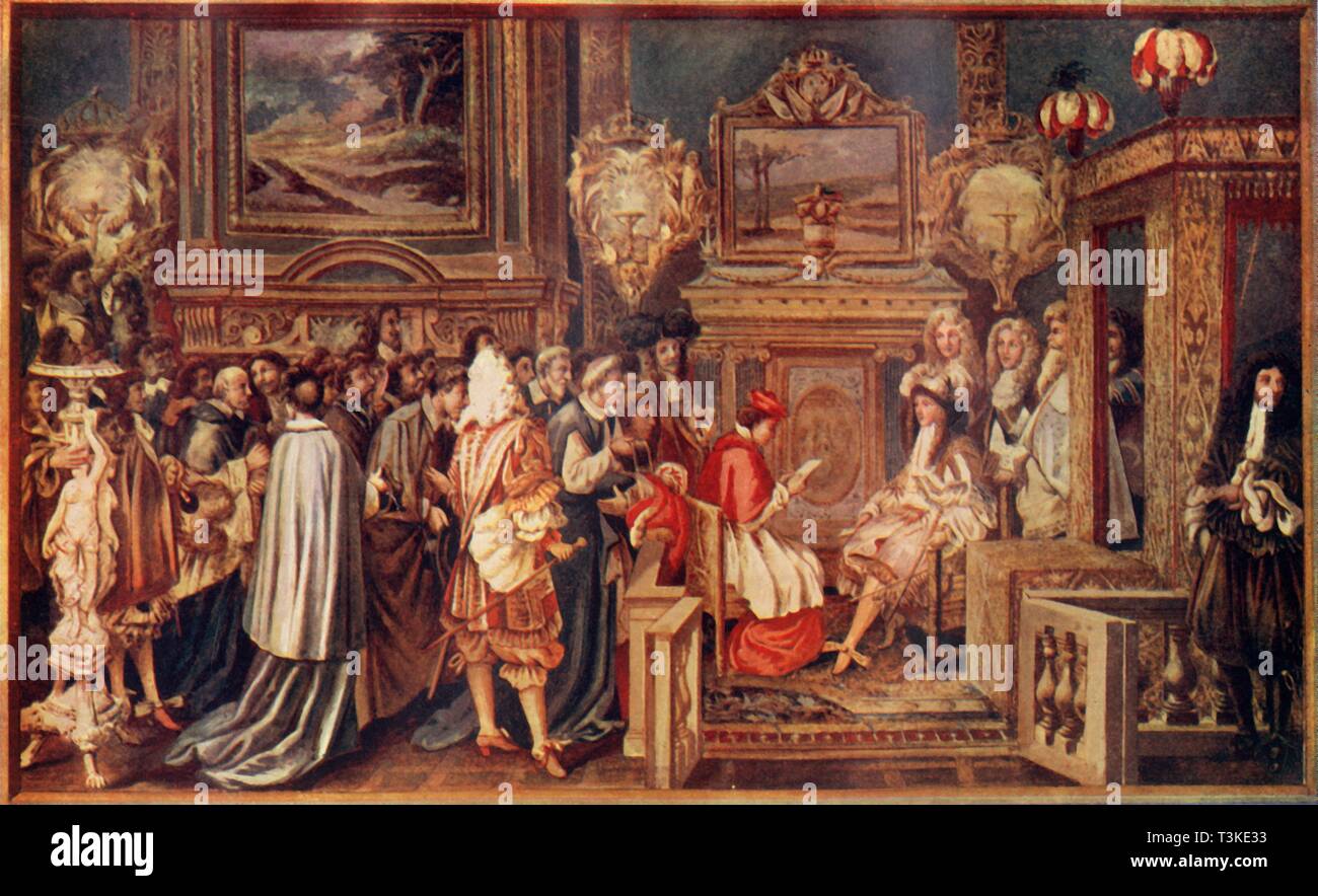 "'Sun' re Luigi XIV di Francia con la sua brillante corte", 1664, (c1930). Creatore: sconosciuto. Foto Stock