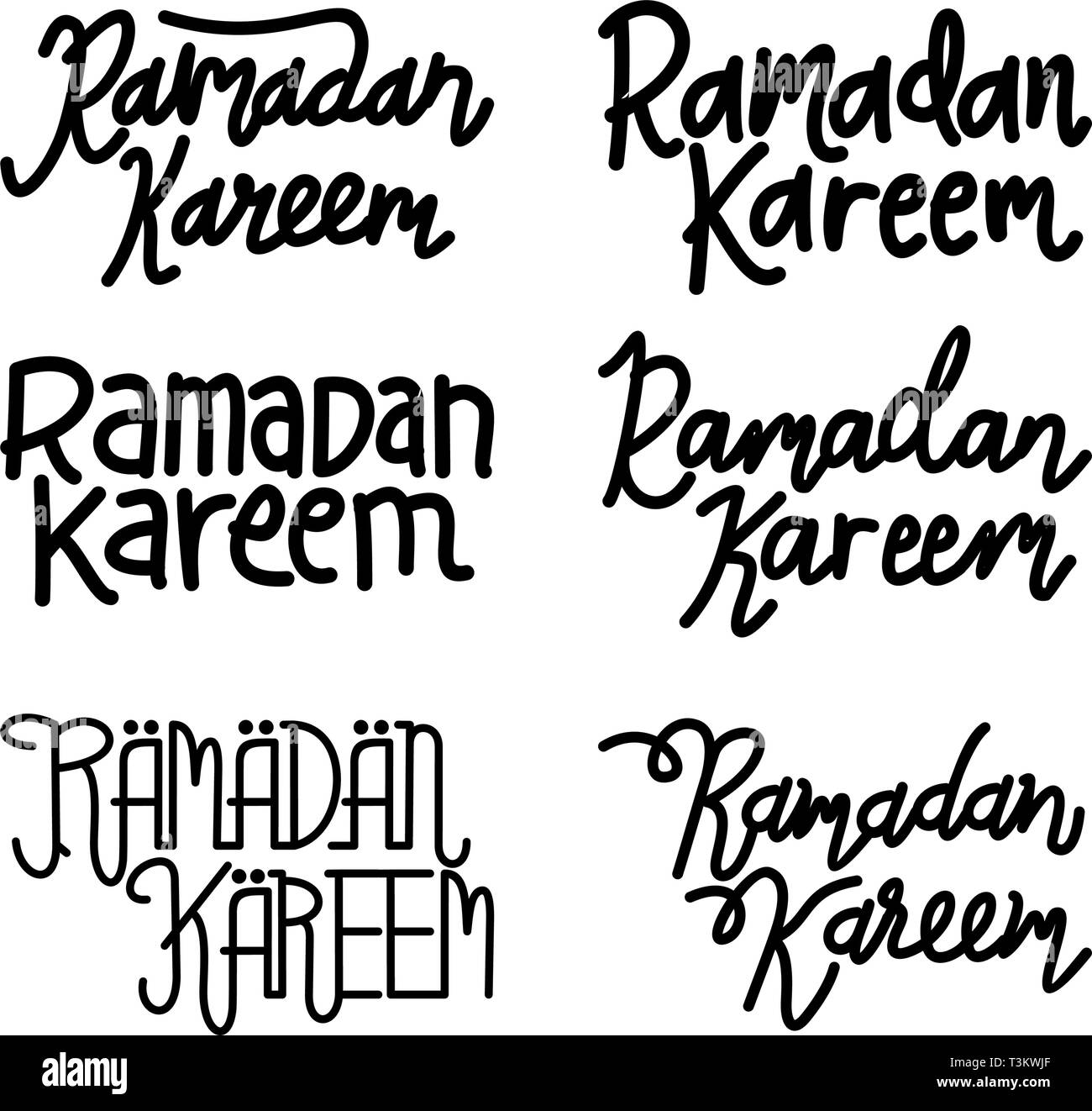Il Ramadan Kareem testo Set manoscritta vettore modello Illustrazione Vettoriale