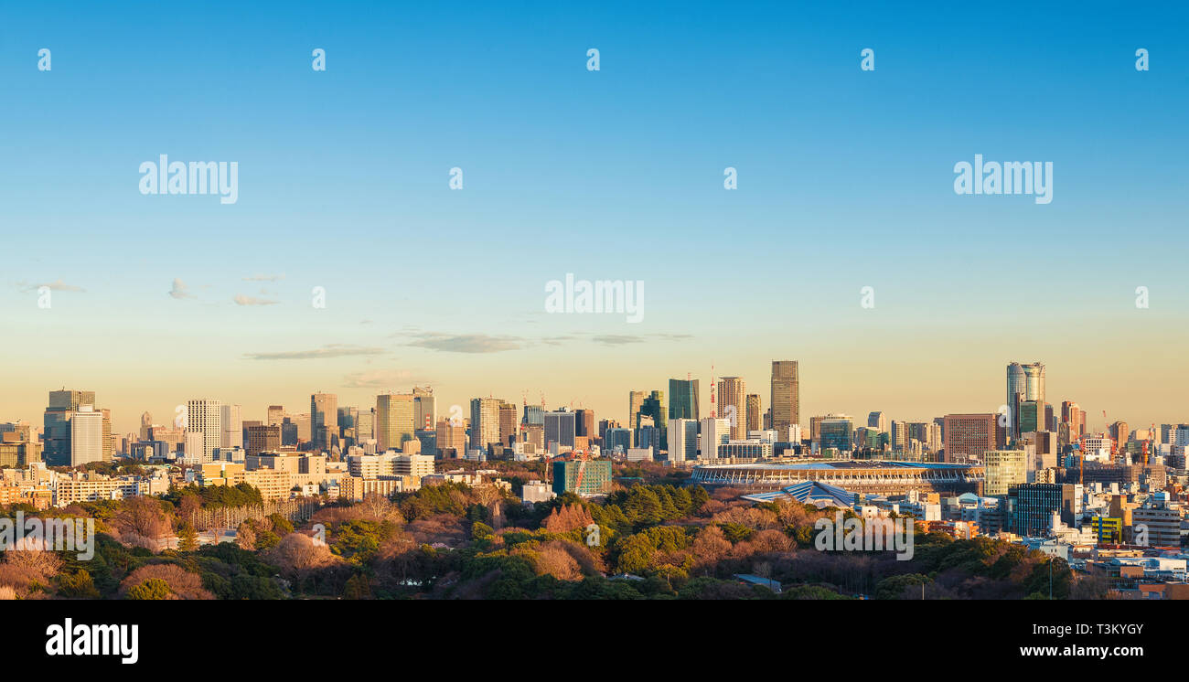Tokyo Roppongi e quartiere Minato skyline al tramonto (con copia spazio sopra) Foto Stock