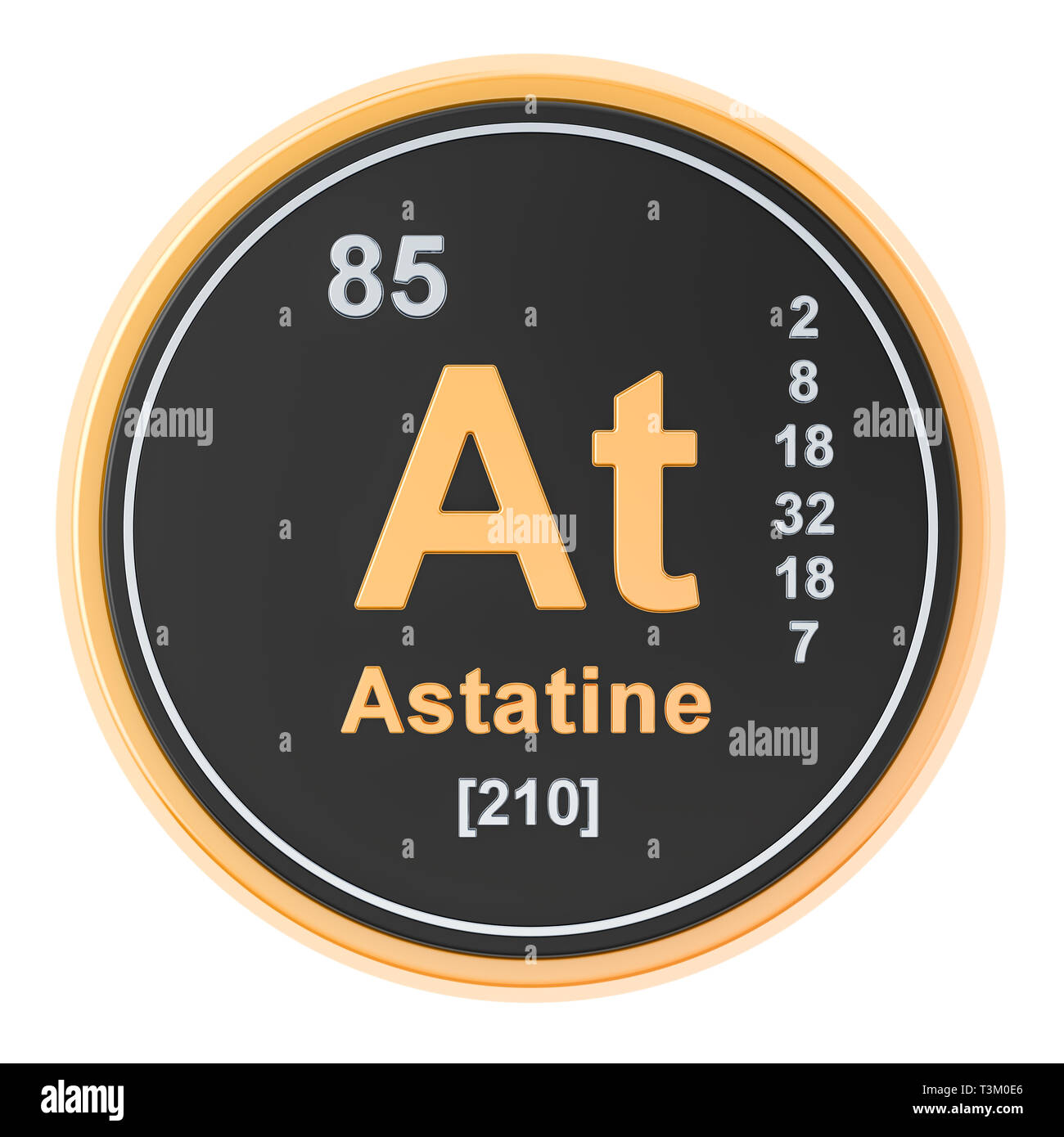 Astato a elemento chimico. 3D rendering isolati su sfondo bianco Foto Stock