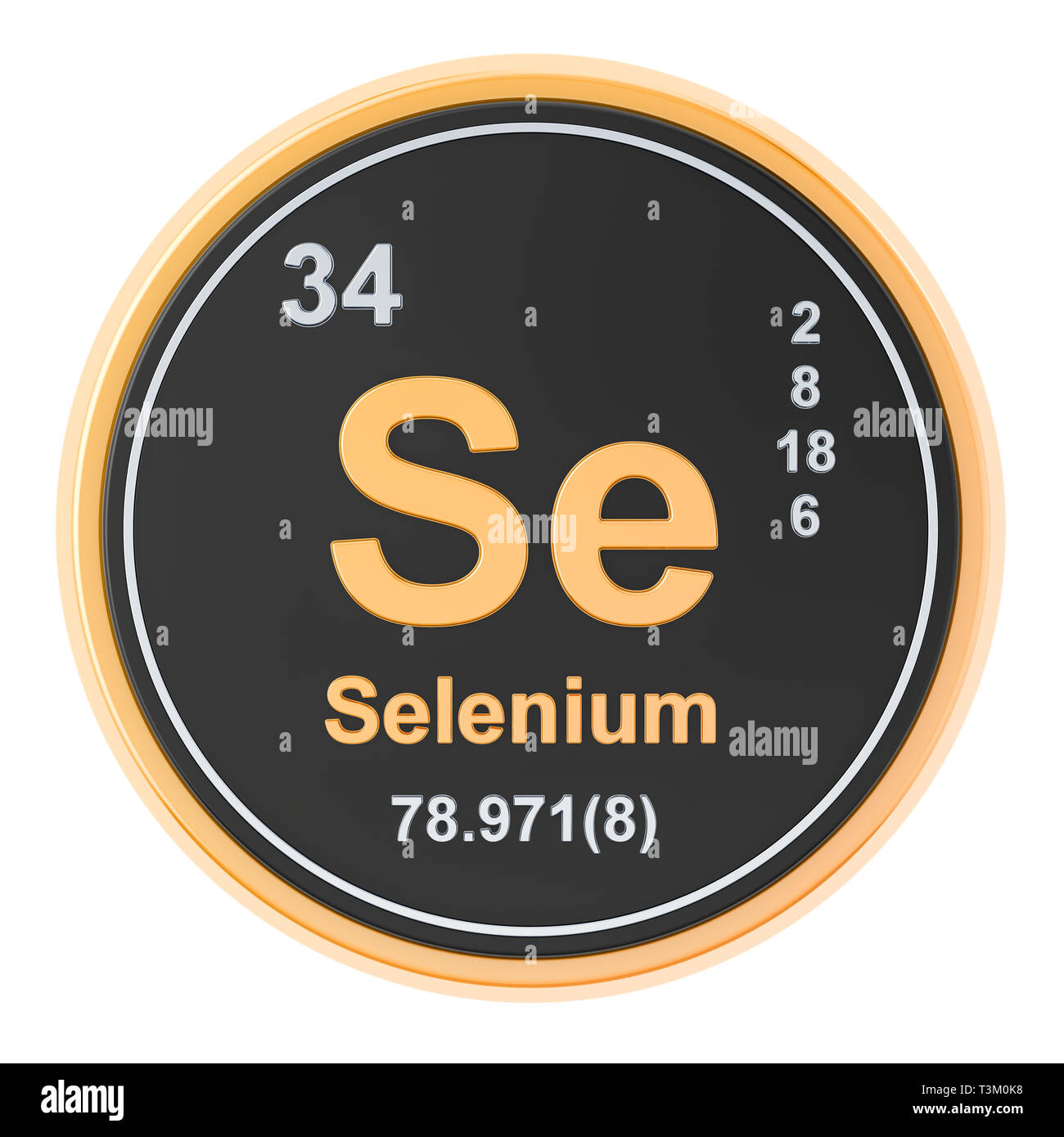 Il selenio Se elemento chimico. 3D rendering isolati su sfondo bianco Foto Stock