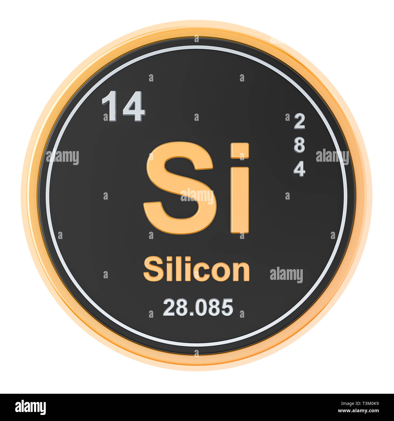 Silicio Si elemento chimico. 3D rendering isolati su sfondo bianco Foto Stock