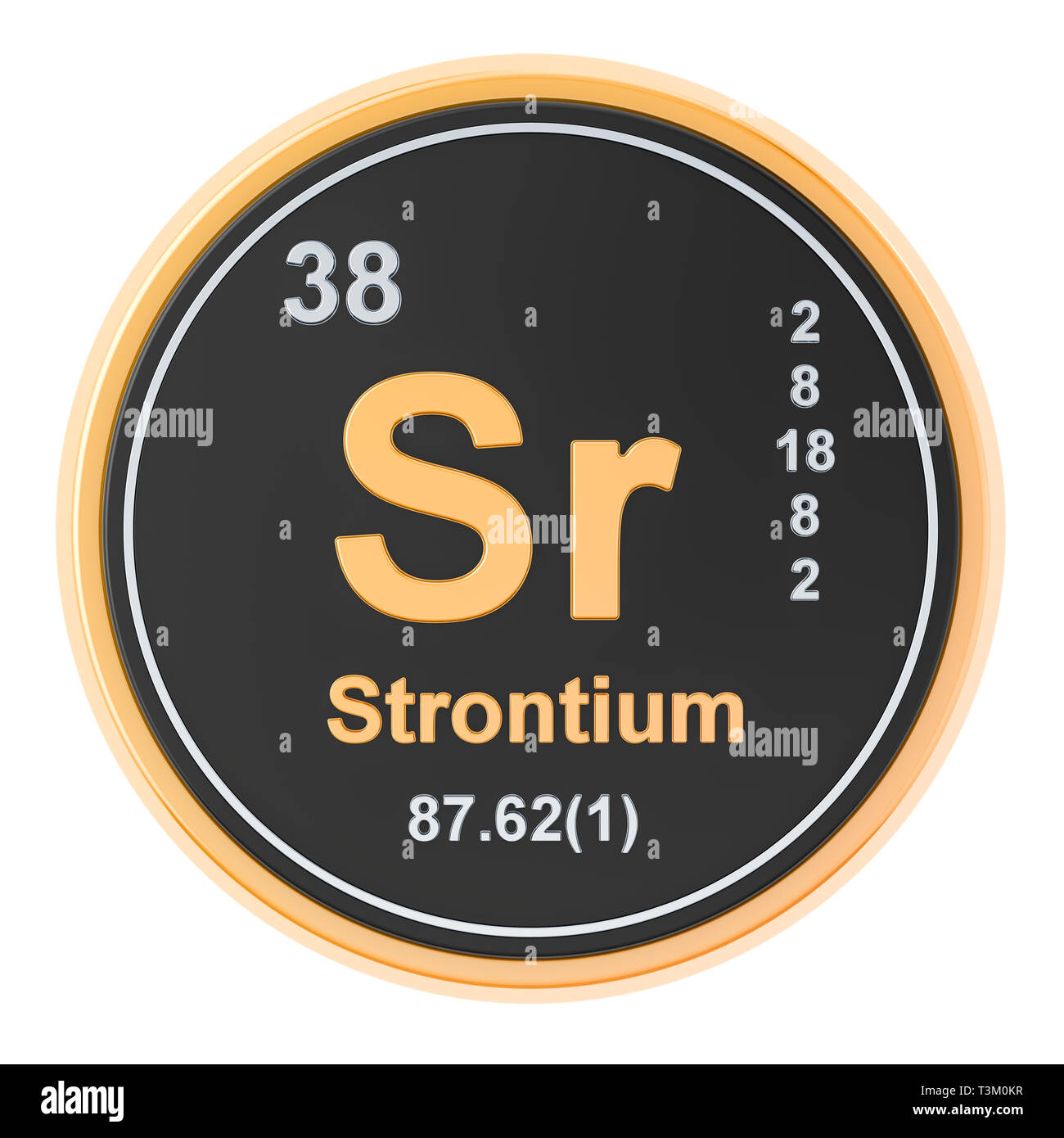 Lo stronzio Sr elemento chimico. 3D rendering isolati su sfondo bianco Foto Stock