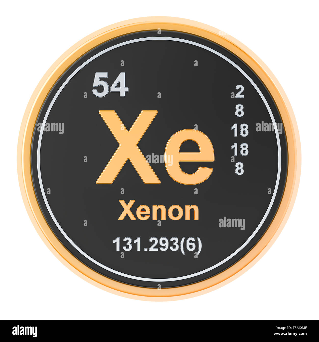 Fari allo xeno Xe elemento chimico. 3D rendering isolati su sfondo bianco Foto Stock