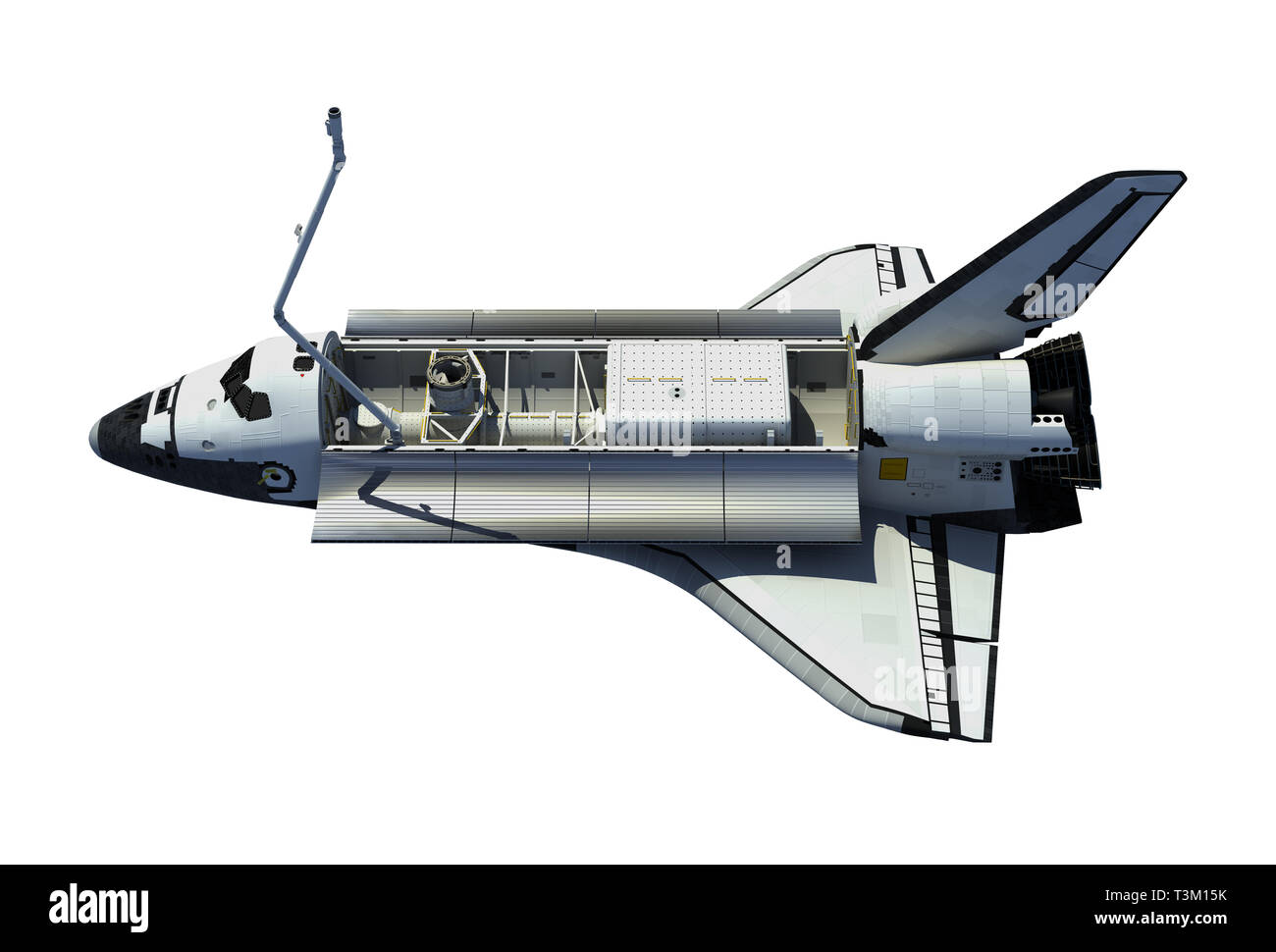 Lo Space Shuttle Orbiter isolati su sfondo bianco. 3D'illustrazione. Foto Stock