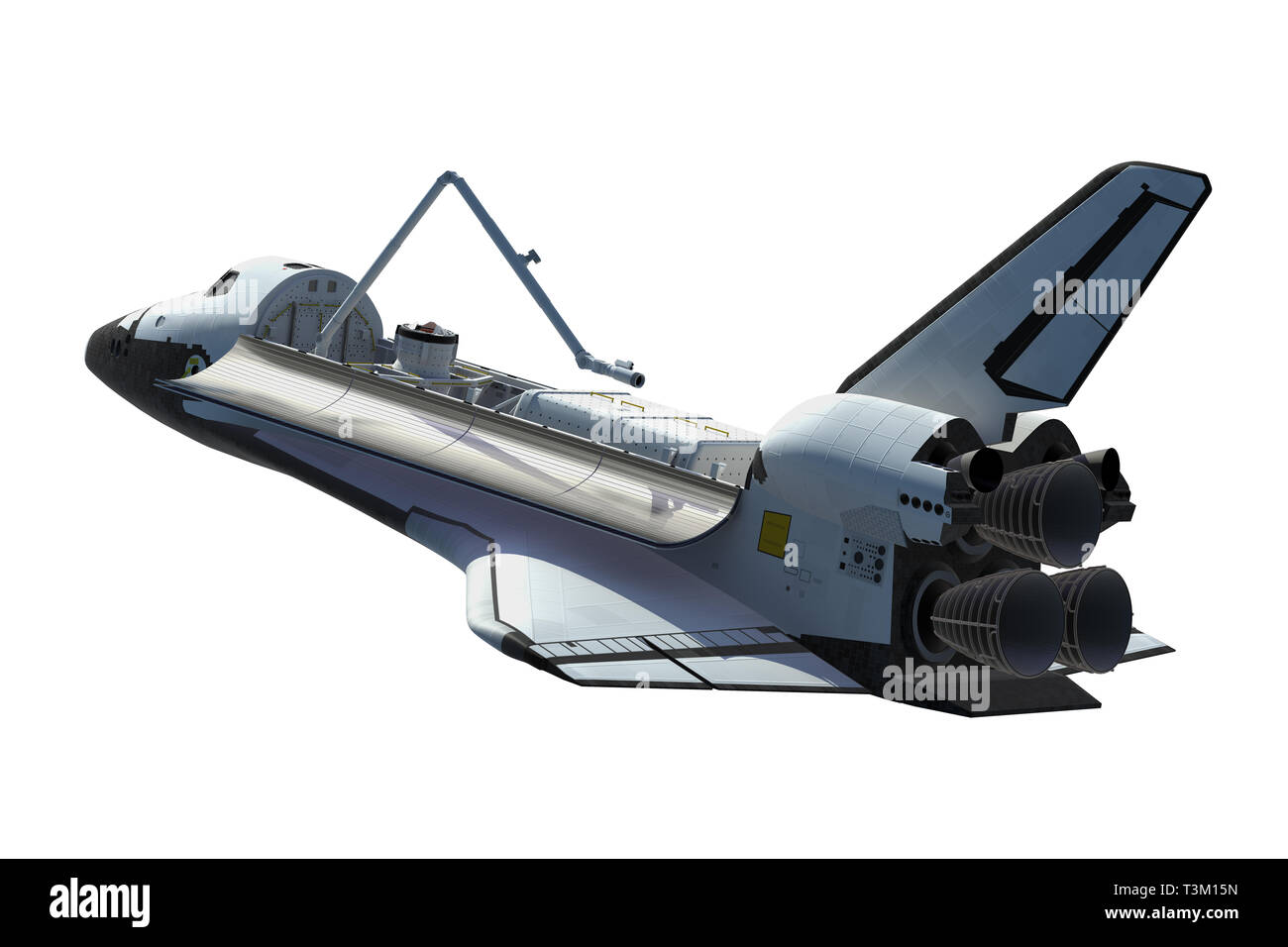 Lo Space Shuttle Orbiter isolate su sfondo bianco. 3D'illustrazione. Foto Stock