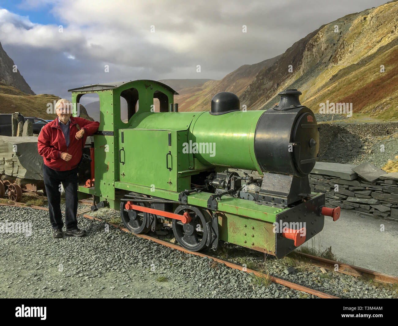 Baguley a scartamento ridotto locomotiva a vapore. Honister miniera di ardesia, Honister Pass, Parco Nazionale del Distretto dei Laghi, Cumbria Foto Stock