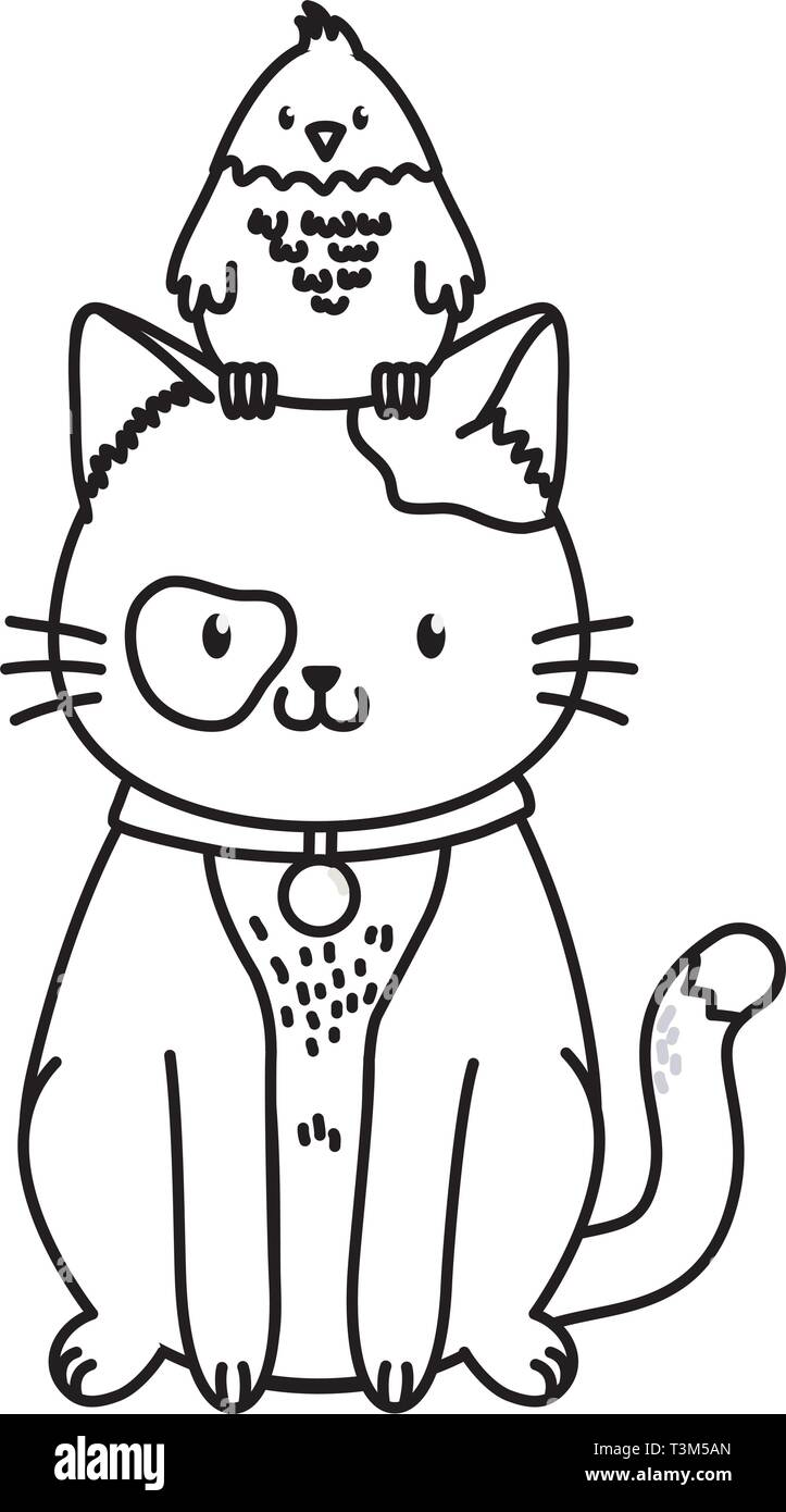 Carino divertente animali domestici cartoon illustrazione vettoriale graphic design Illustrazione Vettoriale