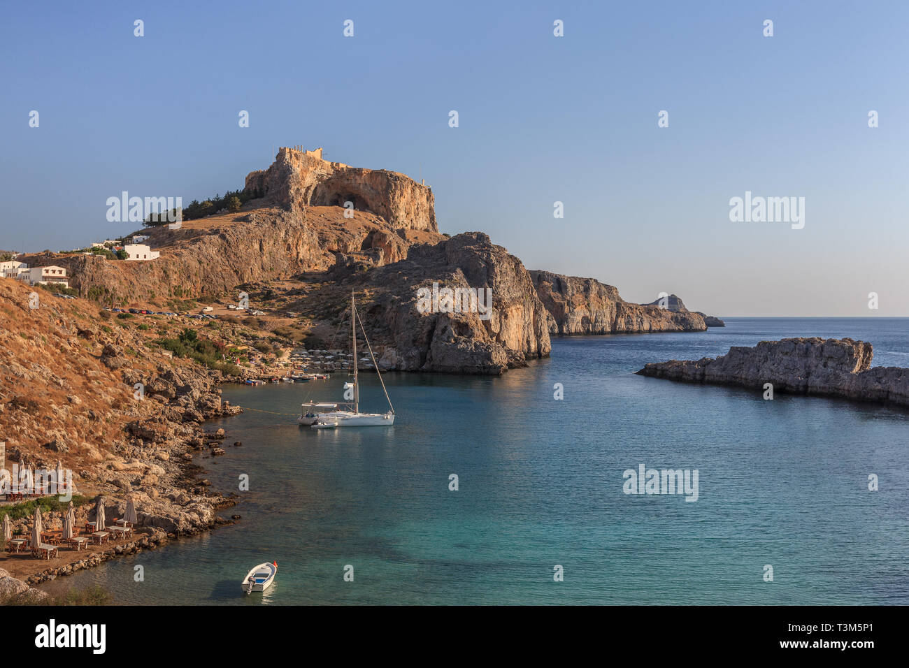 St Paul Bay Beach a Lindos, Rodi, Grecia, Europa Foto Stock
