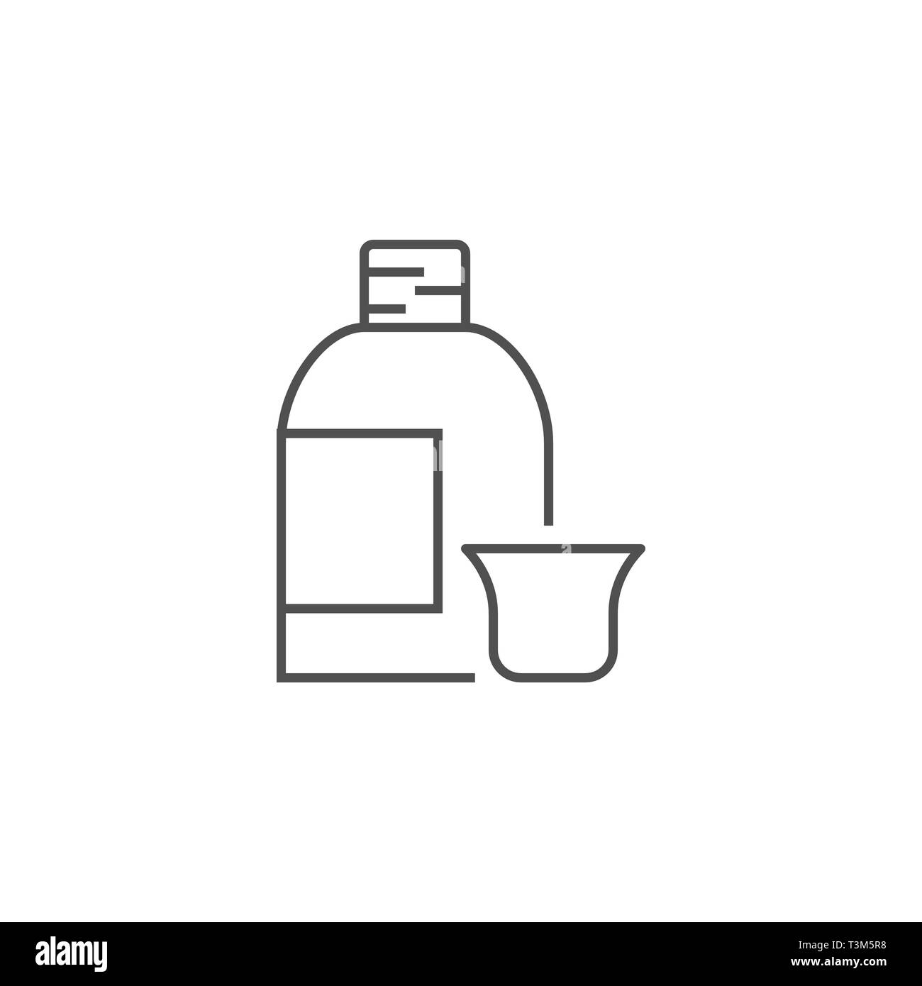 Sciroppo di vettore correlati Icona linea. La droga. Isolato su sfondo bianco. Corsa modificabile. Illustrazione Vettoriale