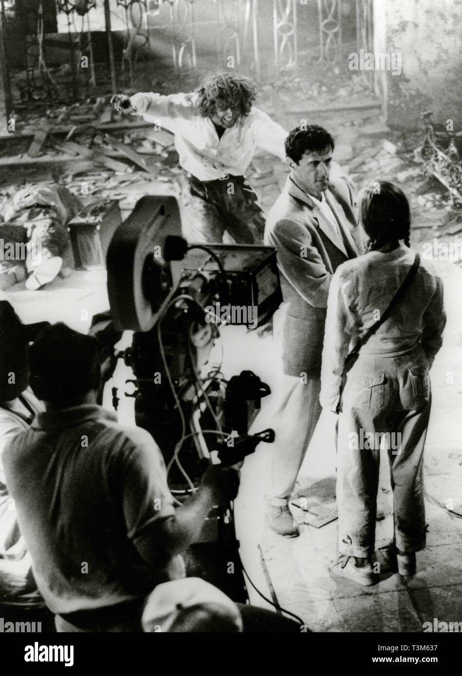 Antonio Banderas e Sylvester Stallone sul set del film Assassini, 1995 Foto Stock