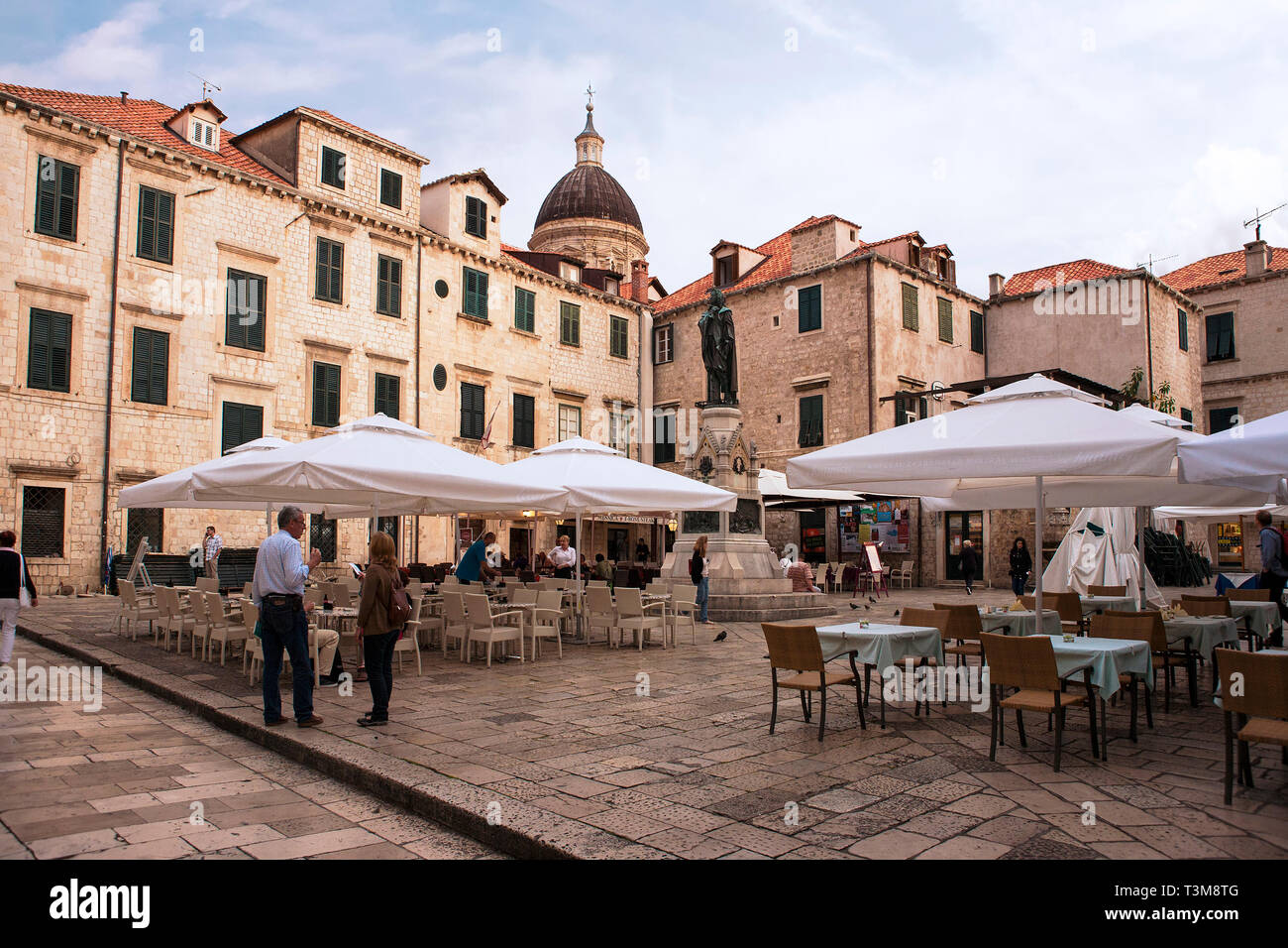 Gundulićeva poljana, la piazza del mercato, stari grad, Dubrovnik, Croazia Foto Stock