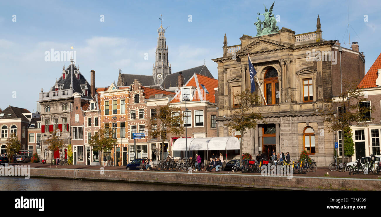 La facciata della Teylers Museum di Haarlem, Paesi Bassi. La lunga tradizione di museo ha una vasta ed eclettica collezione. Foto Stock