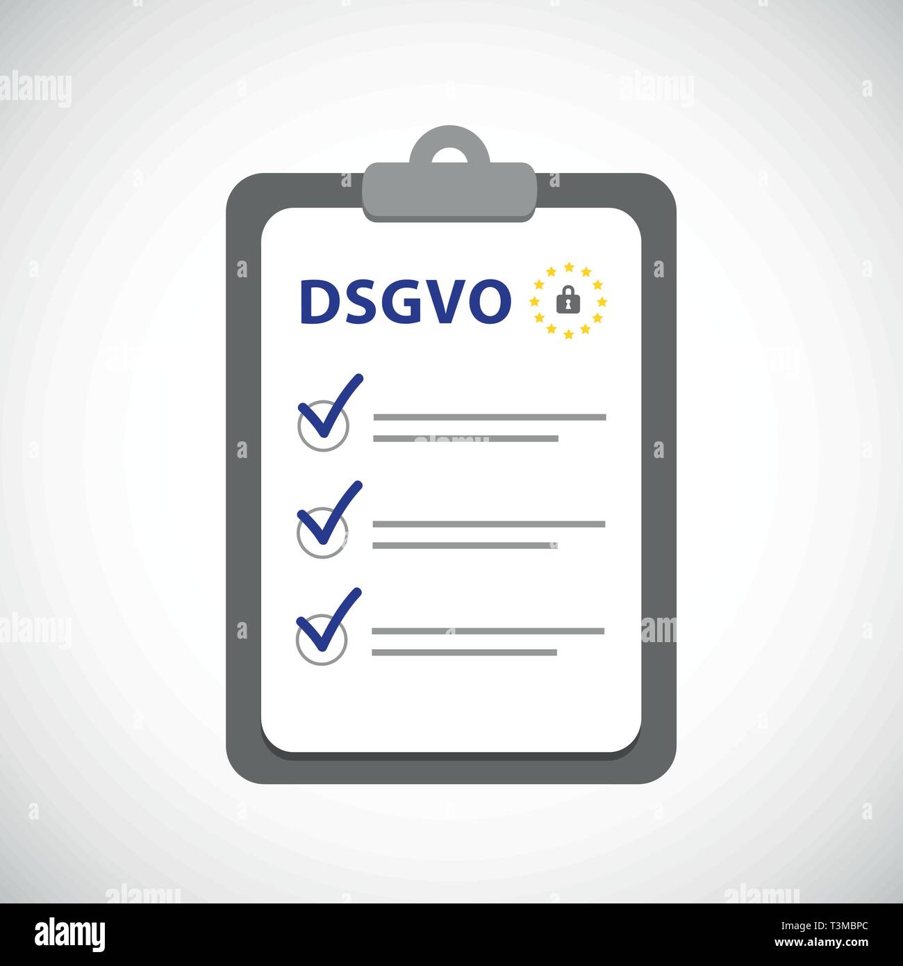 Ue DSGVO checklist sulla clipboard illustrazione vettoriale Illustrazione Vettoriale