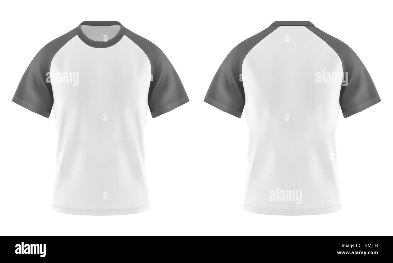 Wjote t-shirt con il grigio o manicotto grigio e u-collo Illustrazione Vettoriale