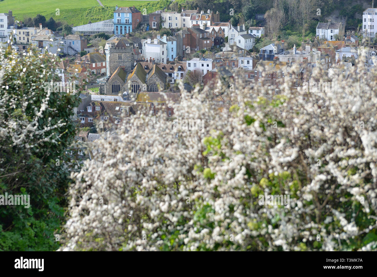 Primavera a Hastings old town, East Sussex, England, Regno Unito Foto Stock