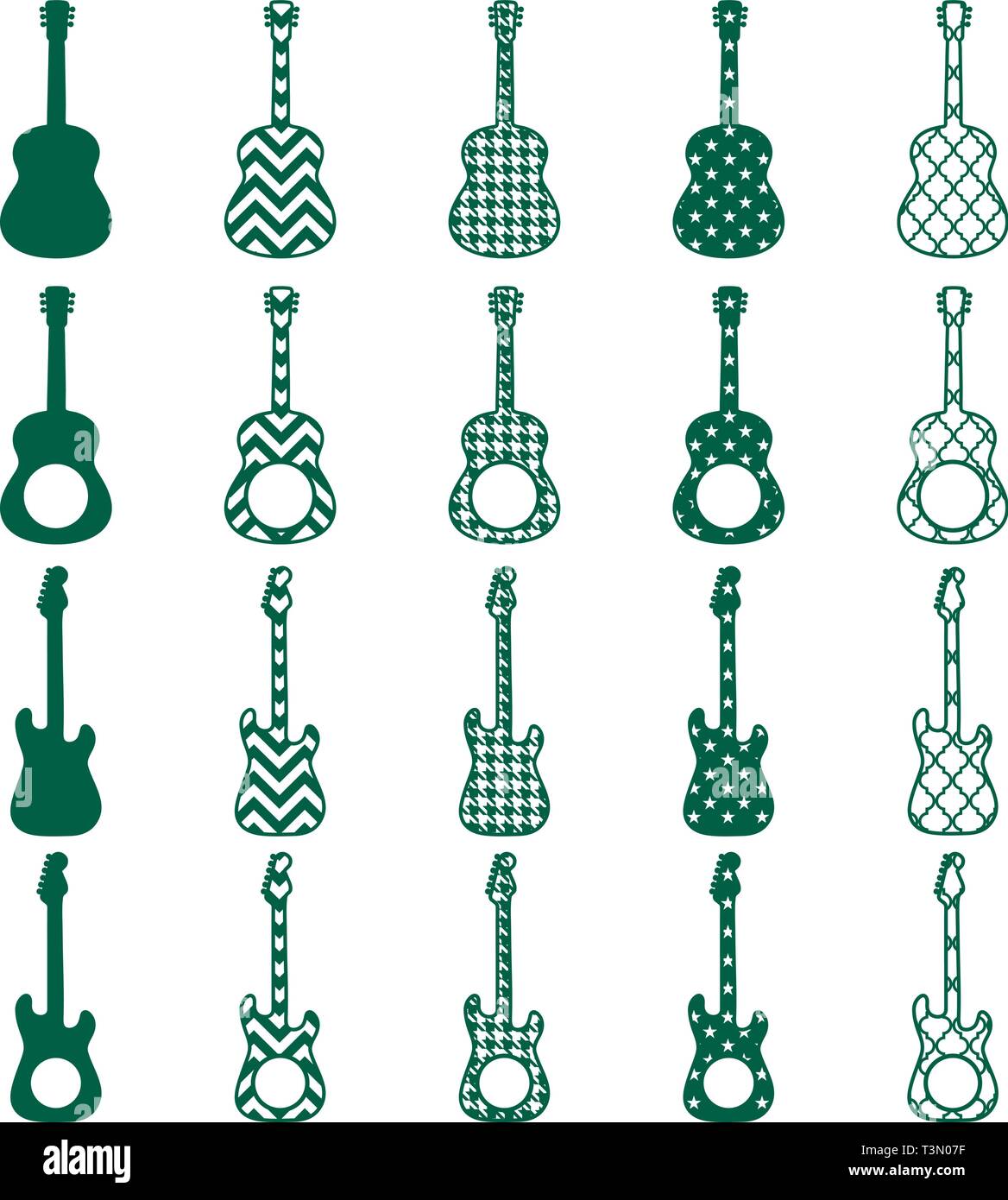 Silhouette di chitarra con monogramma Illustrazione Vettoriale