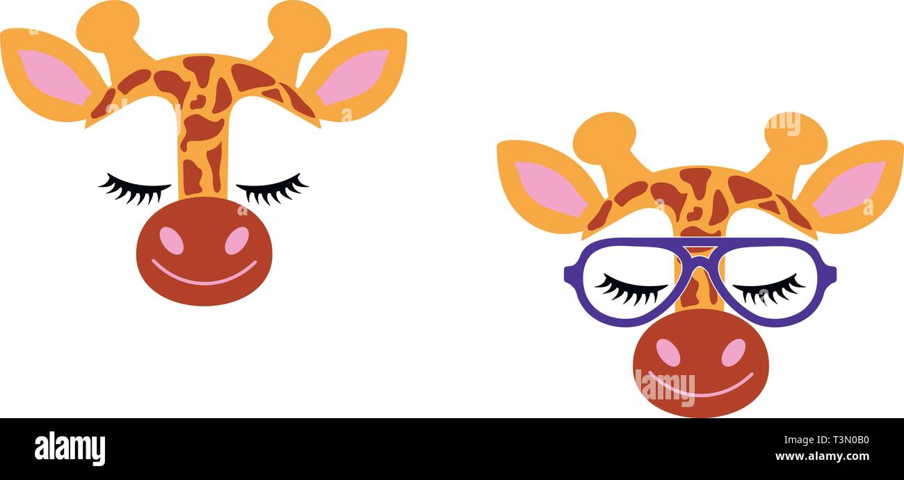 Facce Giraffe clipart vettoriali Illustrazione Vettoriale