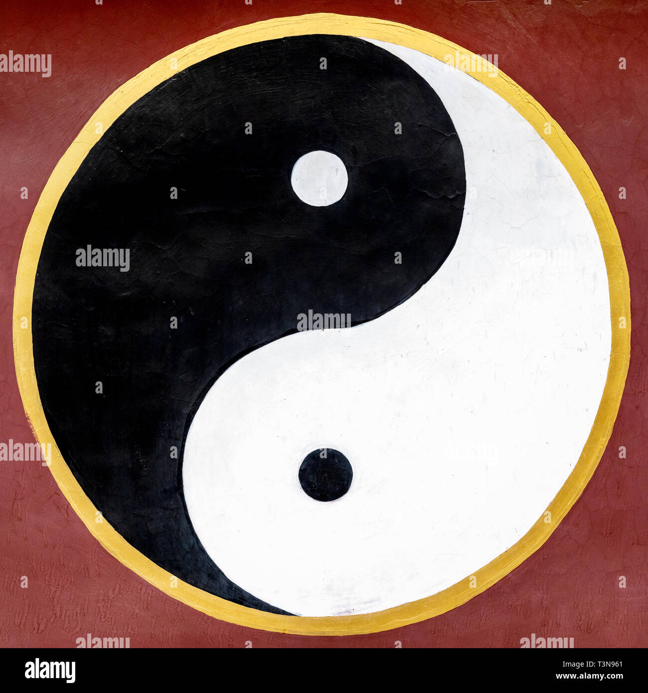 Yin e yang, simbolo dei mille Buddha Mountain, Jinan, provincia di Shandong, Cina Foto Stock