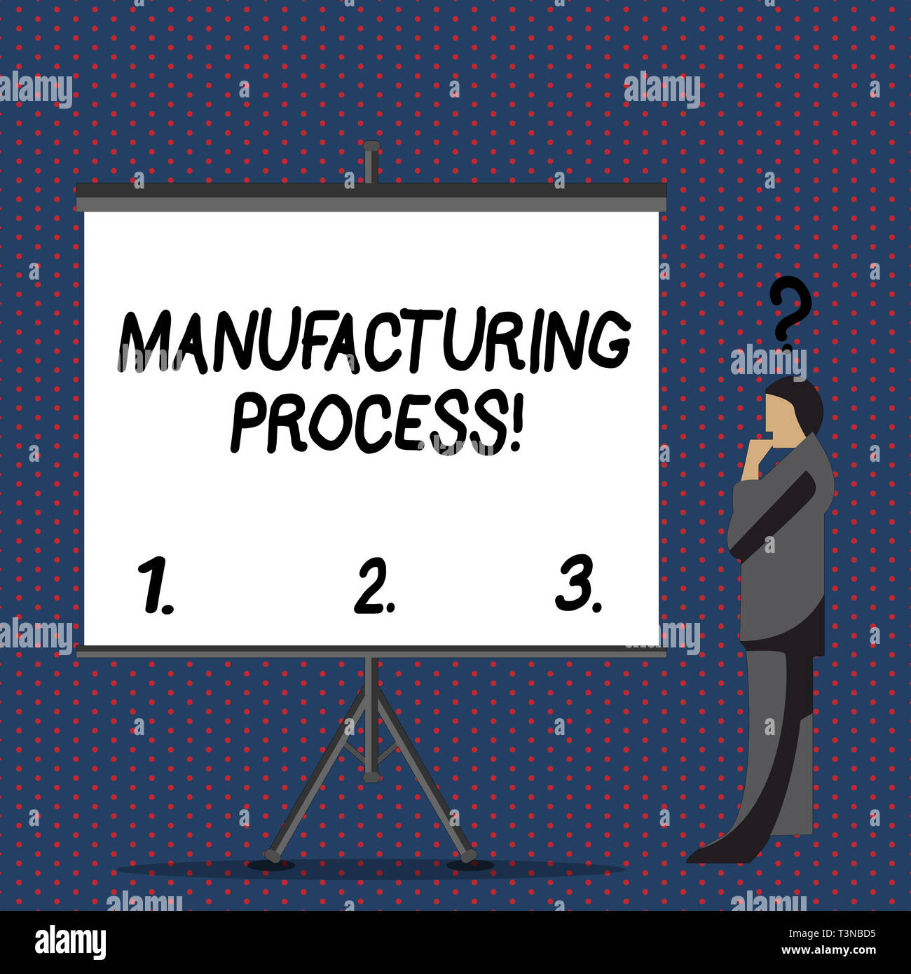 Segno di testo che mostra il processo di produzione. Business photo passaggi di testo che le materie prime si è trasformato in un prodotto finale imprenditore con punto interrogativo Abo Foto Stock