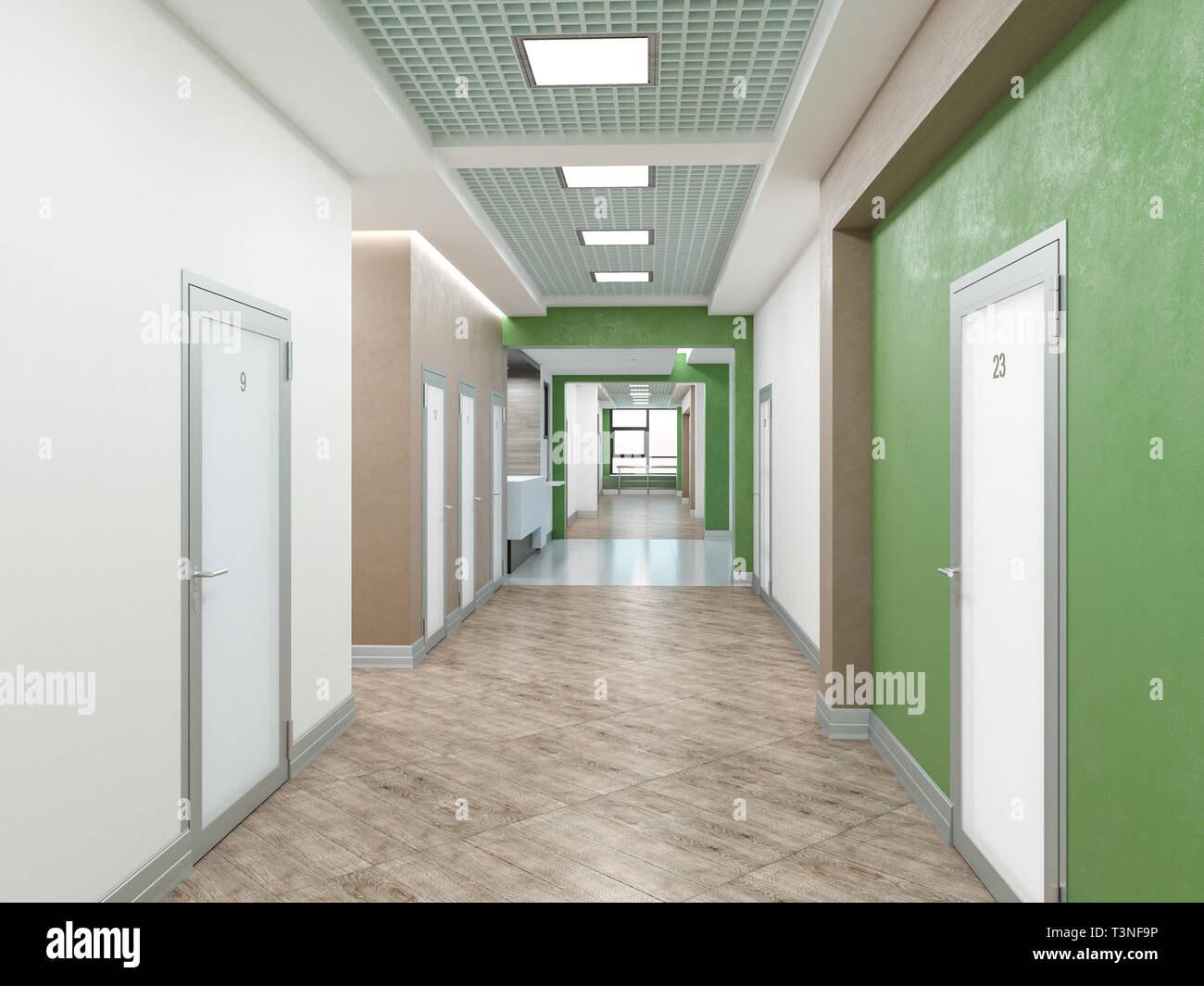 L'interno dell'ospedale. 3D render. Foto Stock