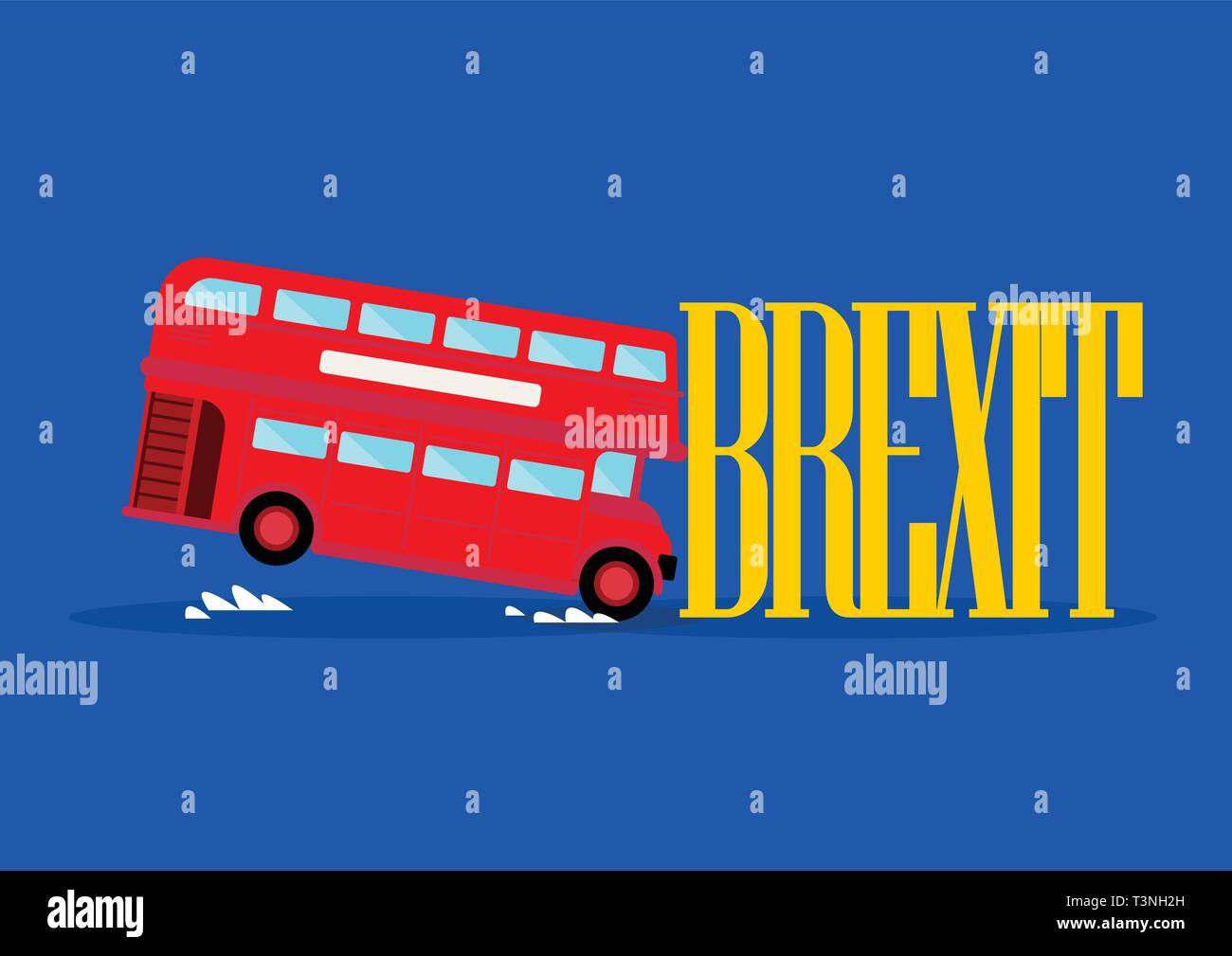 London city bus crash con brexit word. Concetto Brexit Illustrazione Vettoriale