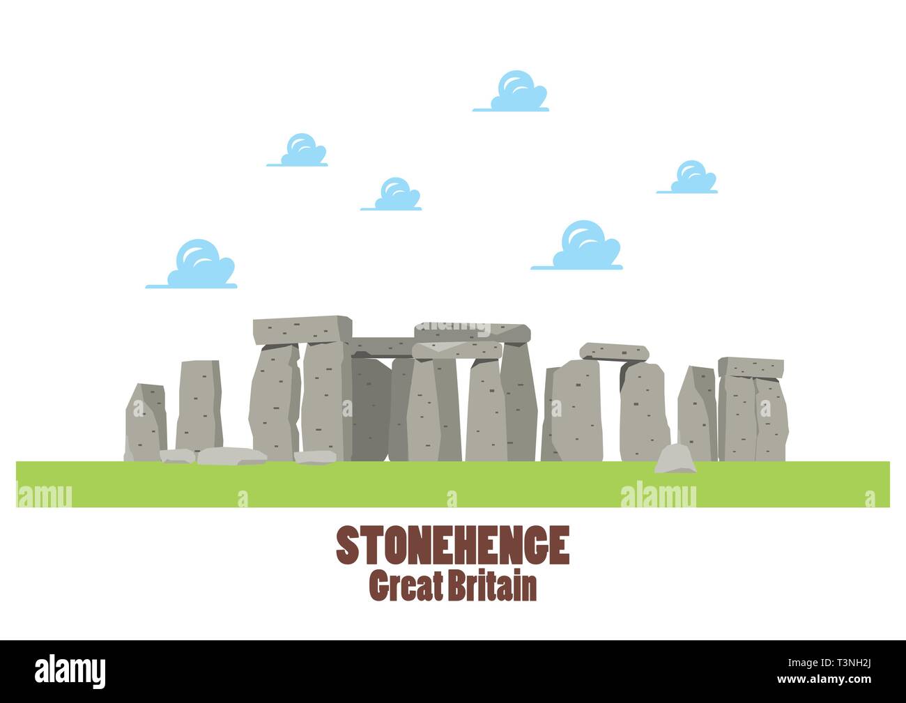 Stonehenge illustrazione vettoriale. Uno stile piatto graphic design Illustrazione Vettoriale