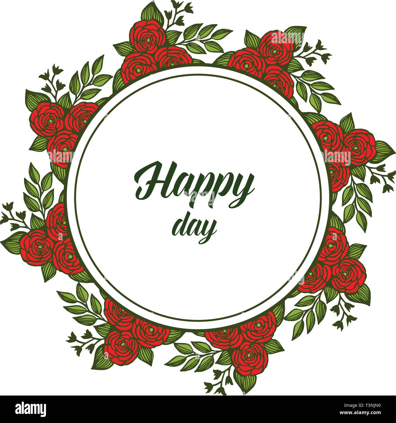 Illustrazione Vettoriale decorazione Happy day con vari frame di fiori disegnati a mano Illustrazione Vettoriale