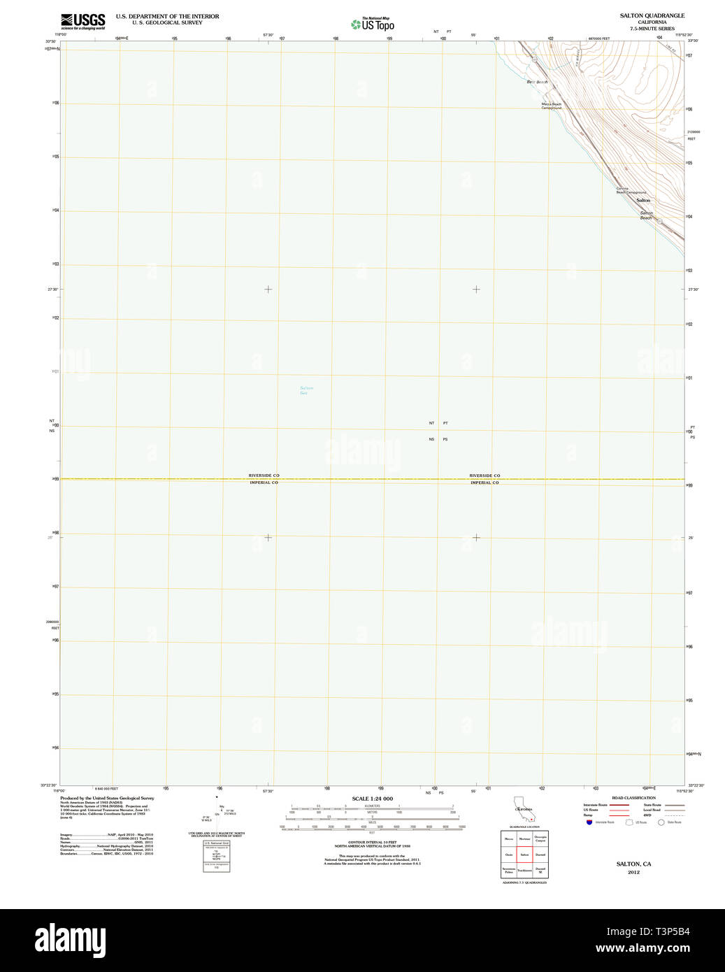 USGS TOPO Map California CA Salton 20120516 TM il restauro Foto Stock