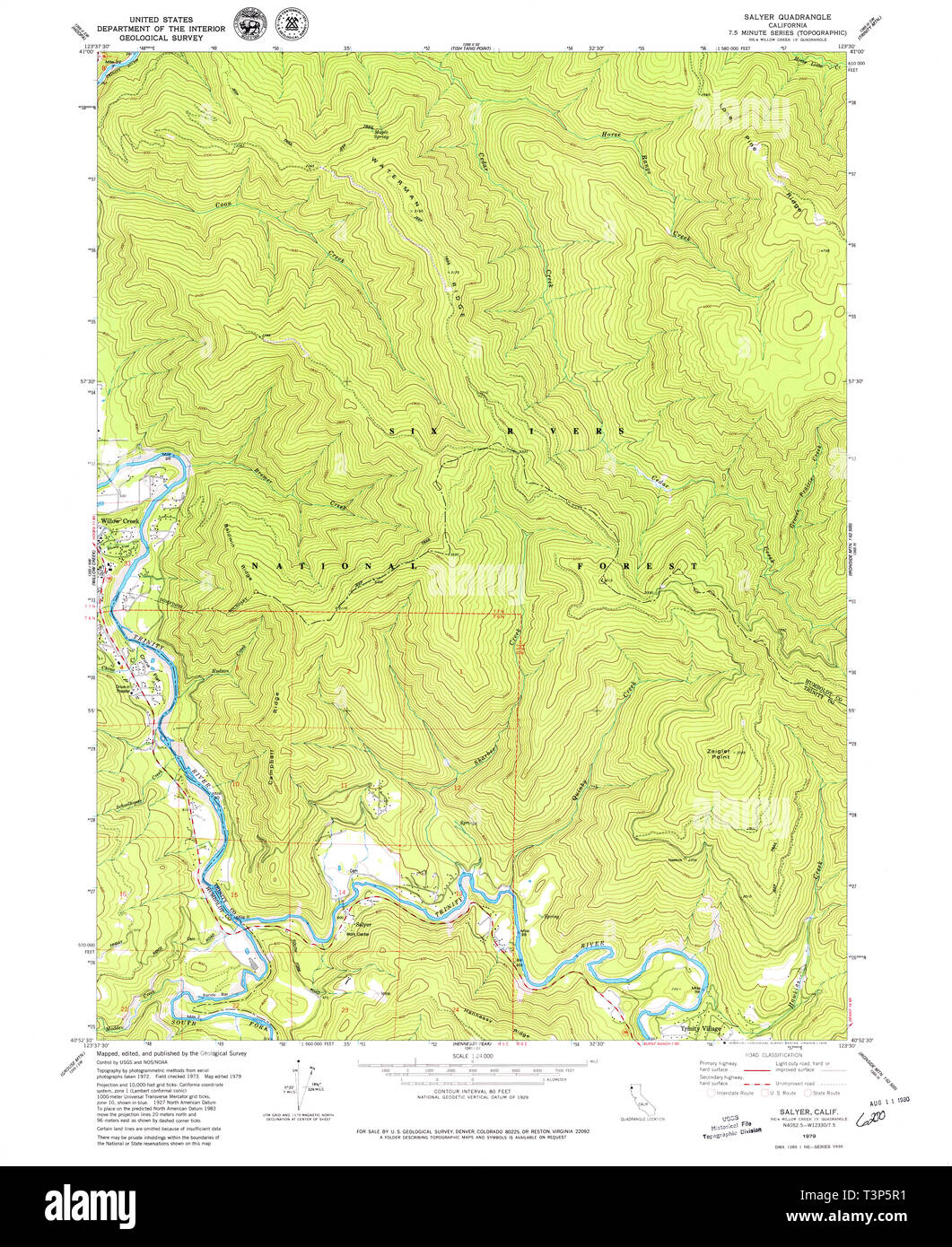 USGS TOPO Map California CA 294934 Salyer 1979 24000 Restauro Foto Stock