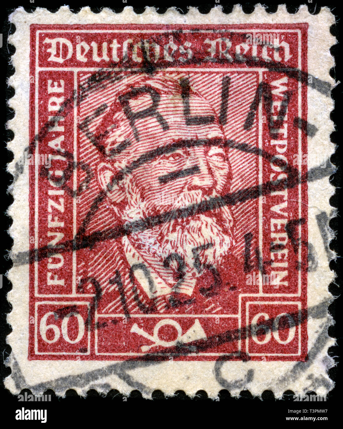 Francobollo dal reame tedesco nell'U.P.U. Cinquantesimo anniversario - Heinrich von Stephan serie emesse nel 1924 Foto Stock