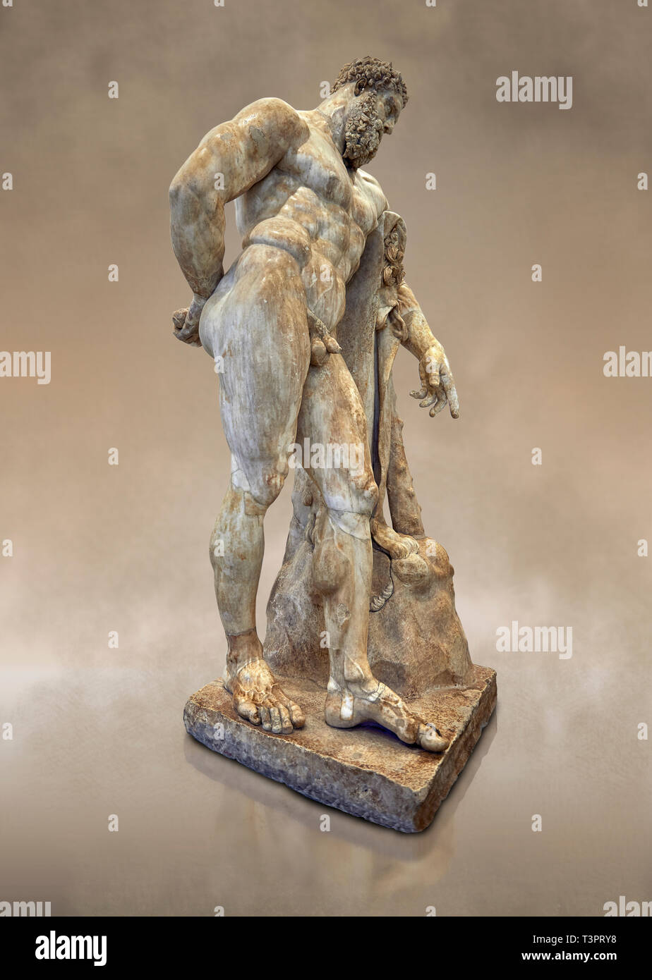 Fine del II secolo inizio del III secolo d.c. romana scultura in marmo di Ercole a riposo copiato dalla seconda metà del IV secolo A.C. Hellanisti Foto Stock