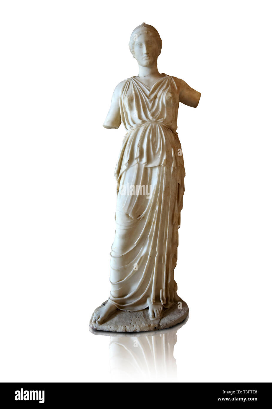 Statua in marmo di Atena, dea della sapienza, Competenze & Warfare da Leptis Magna, Tripolitana. Copia romana di Greco 5 cent. B.C statua. Istanbul Ar Foto Stock