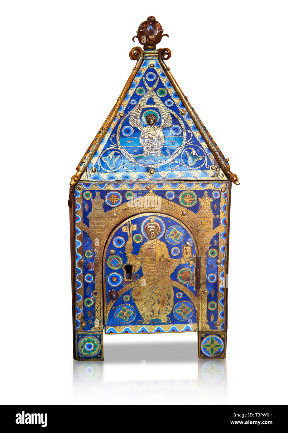 Medievale tabernacolo smaltato raffigurante Cristo in maestà, circa 1200 Annuncio da Limoges, smalto su oro. Annuncio. Inv OA 8984, il museo del Louvre di Parigi. Foto Stock
