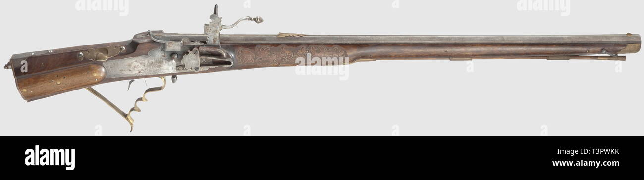 Bracci lunghi, matchlock e wheellock, wheellock fucile, collezionista di replica in stile settecento, Additional-Rights-Clearance-Info-Not-Available Foto Stock