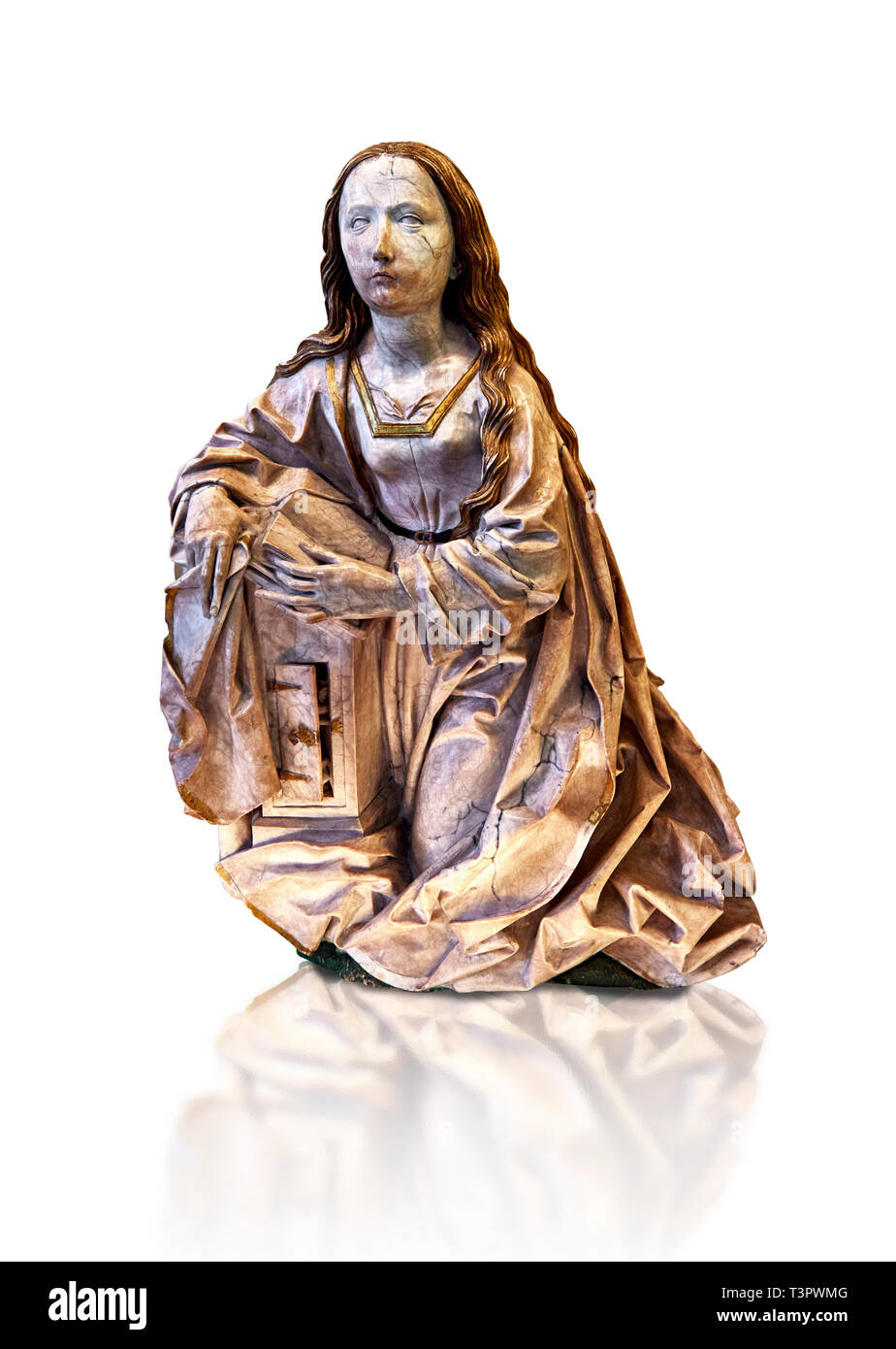 Dipinto statua in alabastro della Vergine dell'Annunciazione, realizzato intorno al 1495 da Tilman Riemenschneider di Heiligenstadt im Eichsfeld, Germania lo stat Foto Stock