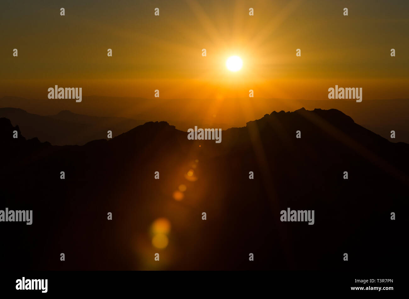 Sonnenuntergang in den Alpen Foto Stock