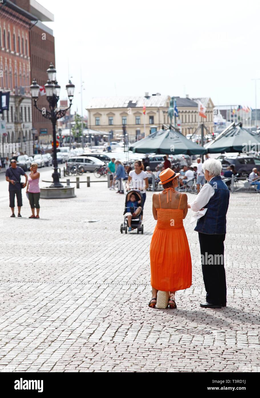 HESLINGBORG 2014-08-07 la vita di strada nella città di Helsingborg. Foto Jeppe Gustafsson Foto Stock