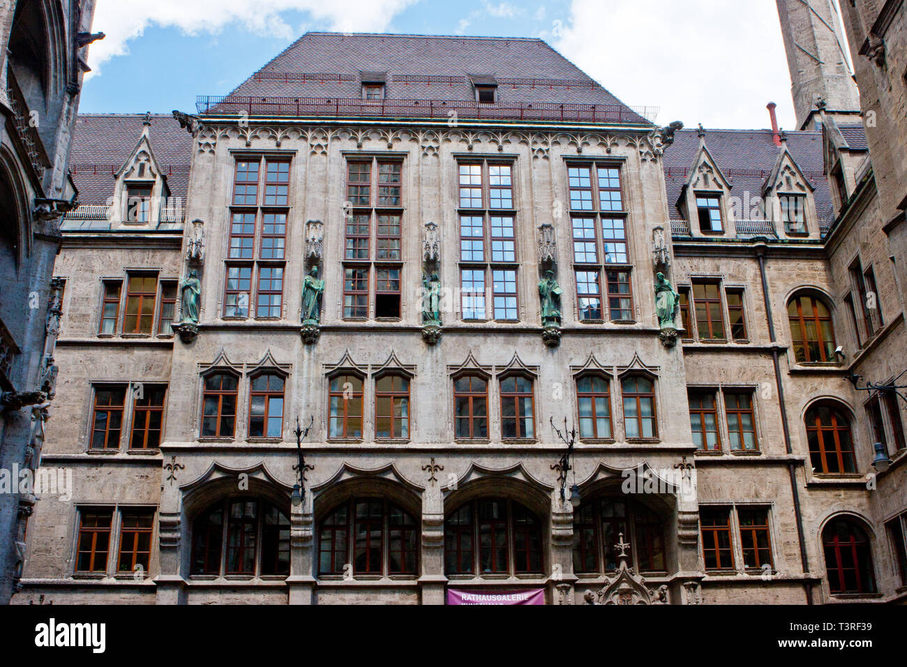 Nuovo Municipio, Marienplaz, Monaco di Baviera Germania Foto Stock